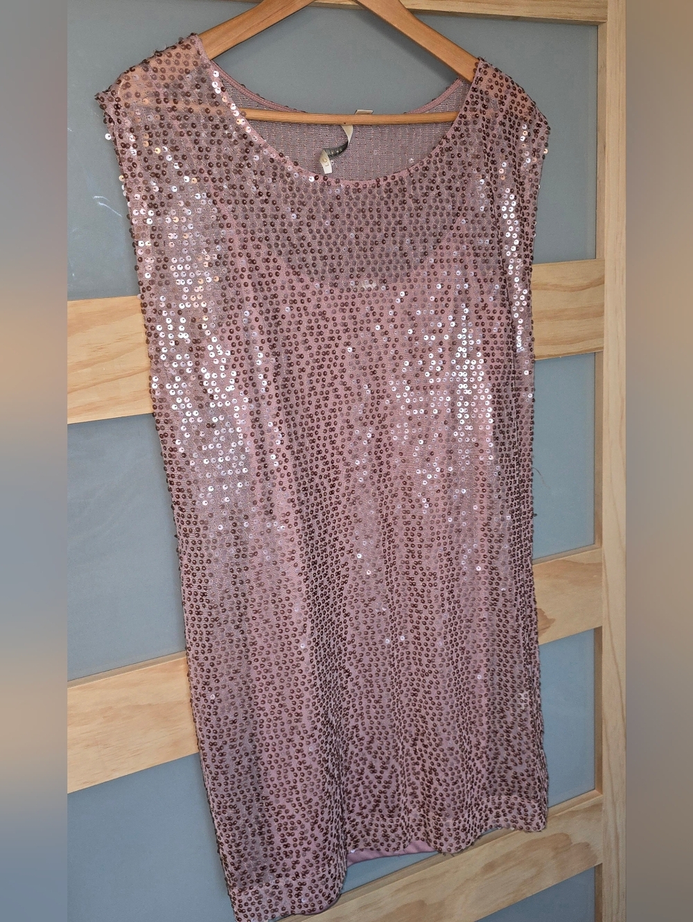 LC Lauren Conrad Rose Gold Sequin Shift Dress